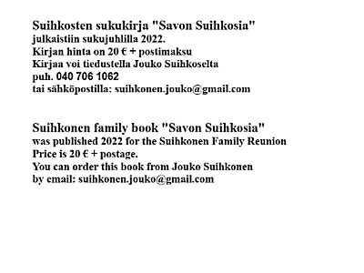 order the Suihkonen family book